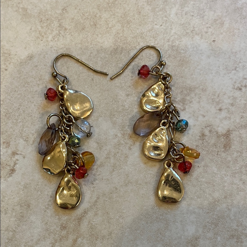 LOFT Gold and Multicolor Teardrop Earrings